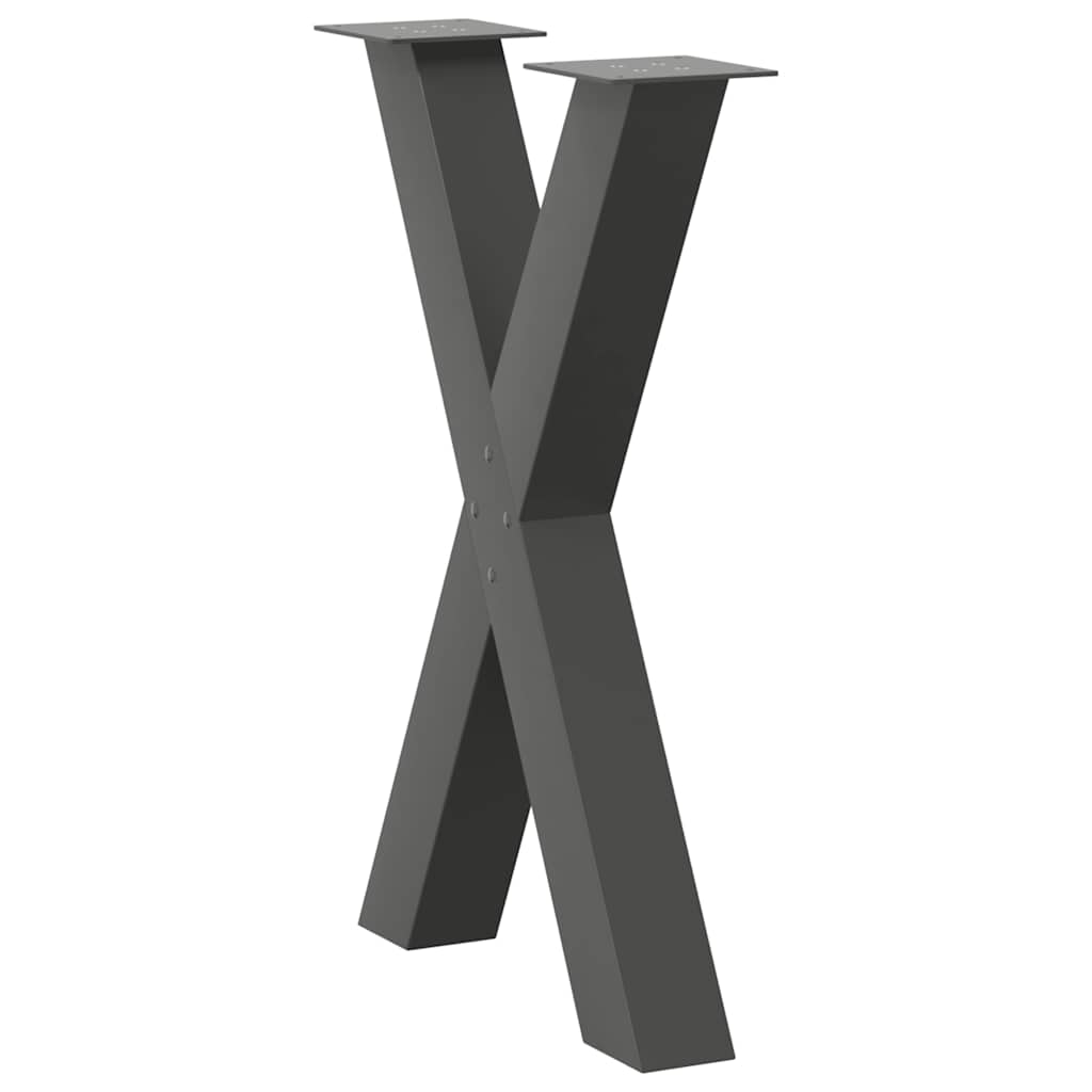 Gambe per tavolo da pranzo a forma di X 2 pz Antracite 50x(72-73) cm Acciaio