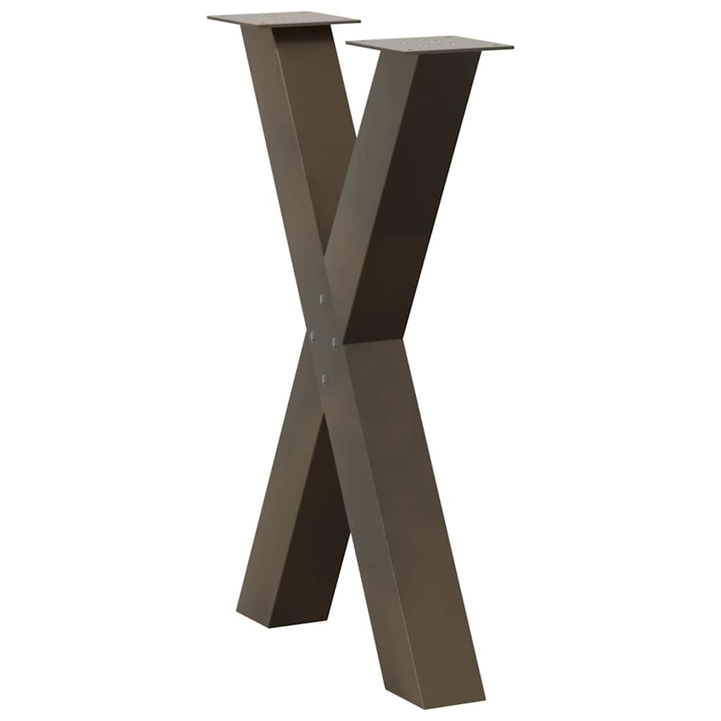 Gambe per tavolo da pranzo a forma di X 2 pz in acciaio naturale 50x(72-73) cm