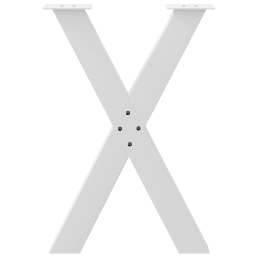 Gambe per tavolo da pranzo a forma di X 2 pz bianche 60x(72-73) cm in acciaio