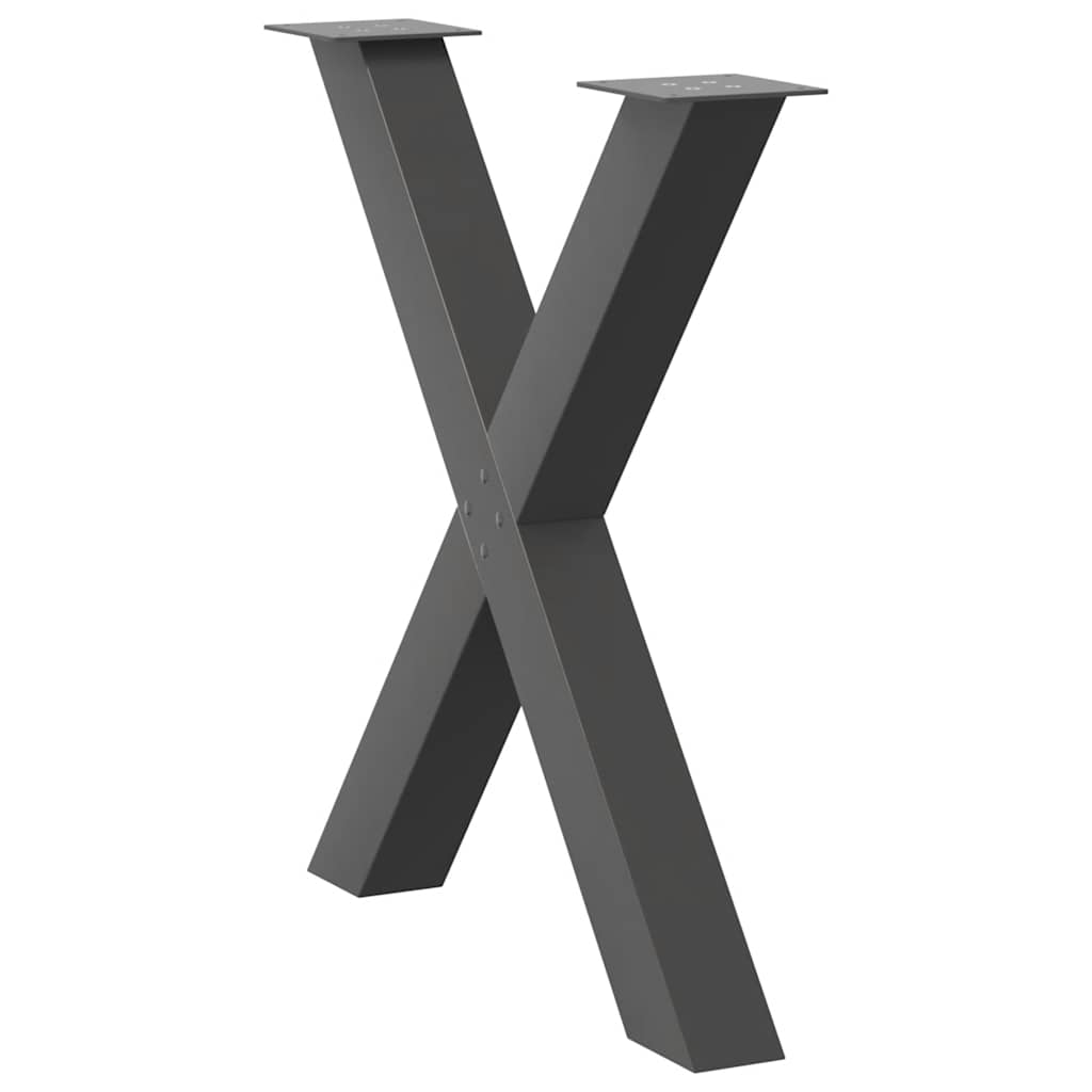 Gambe per tavolo da pranzo a forma di X 2 pz Antracite 70x(72-73) cm Acciaio