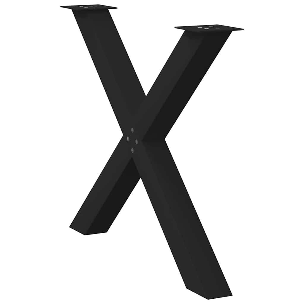 Gambe per tavolo da pranzo a forma di X 2 pz nere 90x(72-73) cm in acciaio
