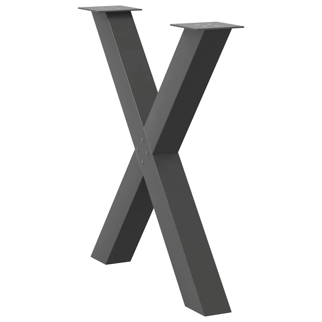 Gambe per tavolo da pranzo a forma di X 3 pz Antracite 80x(72-73) cm Acciaio
