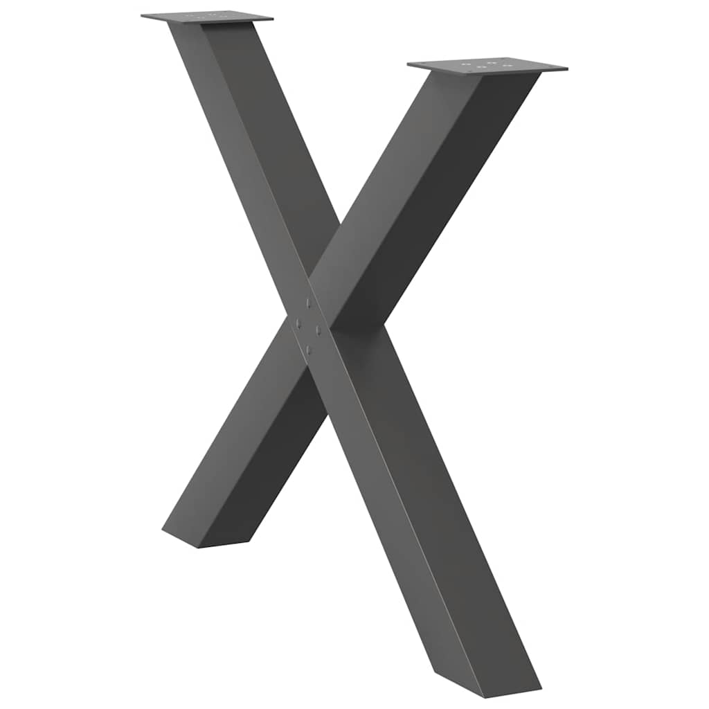 Gambe per tavolo da pranzo a forma di X 3 pz Antracite 90x(72-73) cm Acciaio