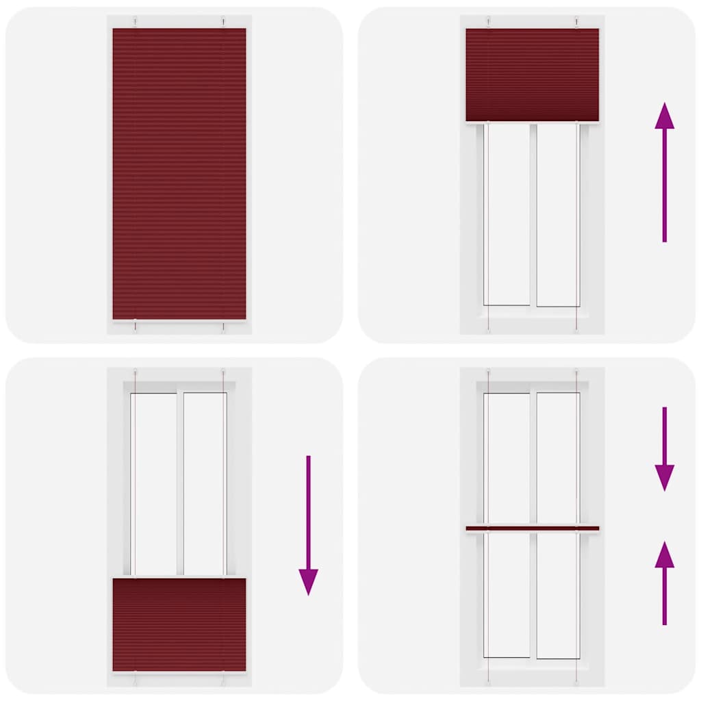 Tenda Plissettata Bordeaux Rosso 100x200 cm Larghezza Tessuto