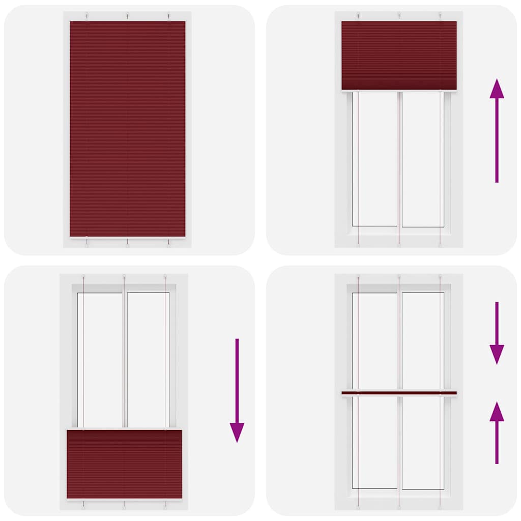 Tenda Plissettata Rosso Bordeaux 105x200 cm Larghezza Tessuto