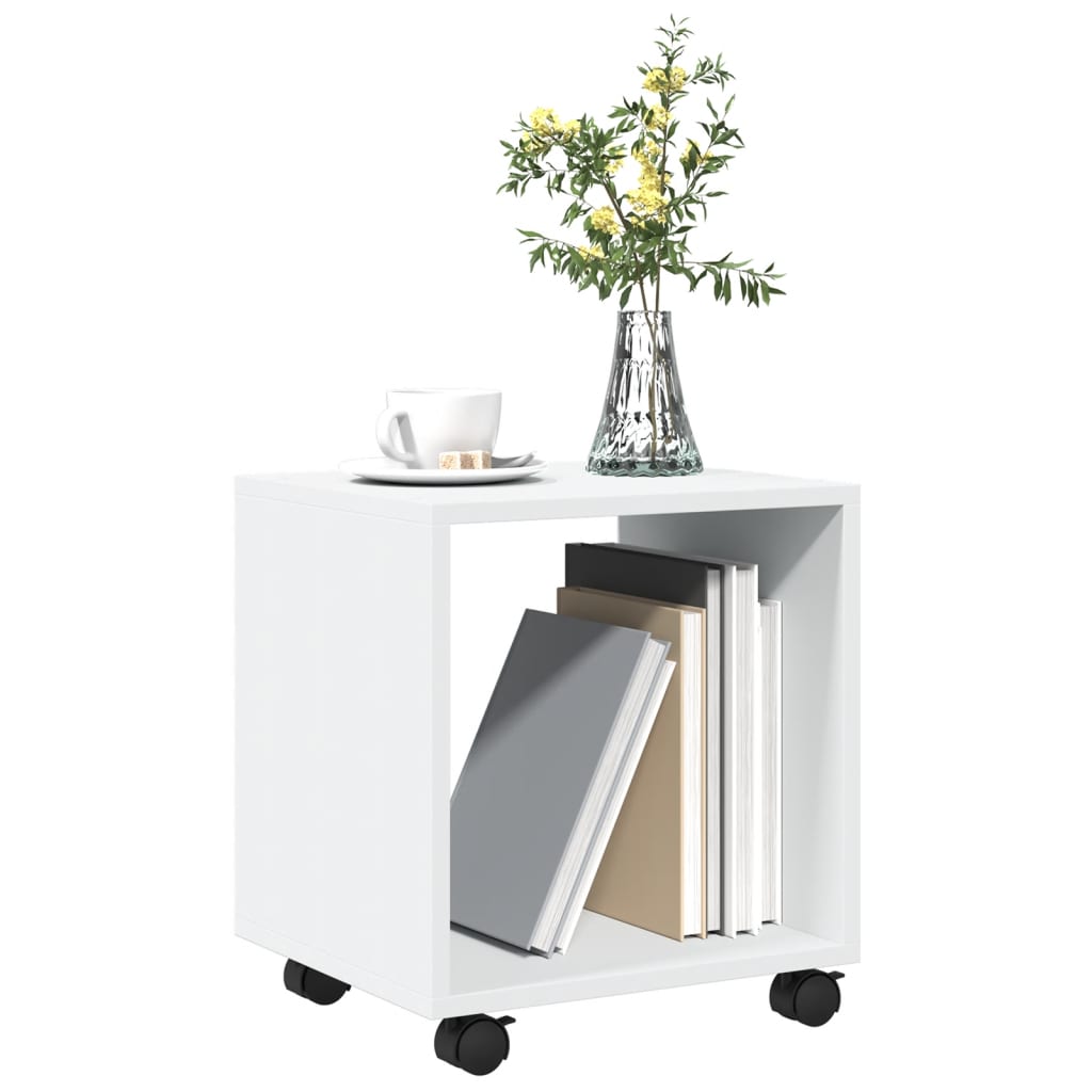 Mobiletto con Ruote Bianco 37x33x42,5 cm in Truciolato