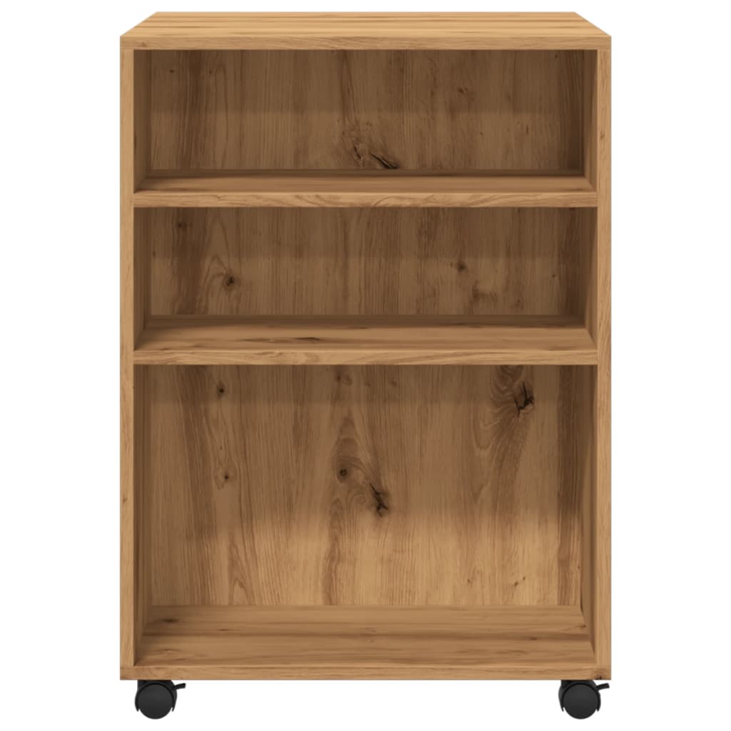 Tavolino con Ruote Rovere Artigianale 55x60x78 cm in Truciolato