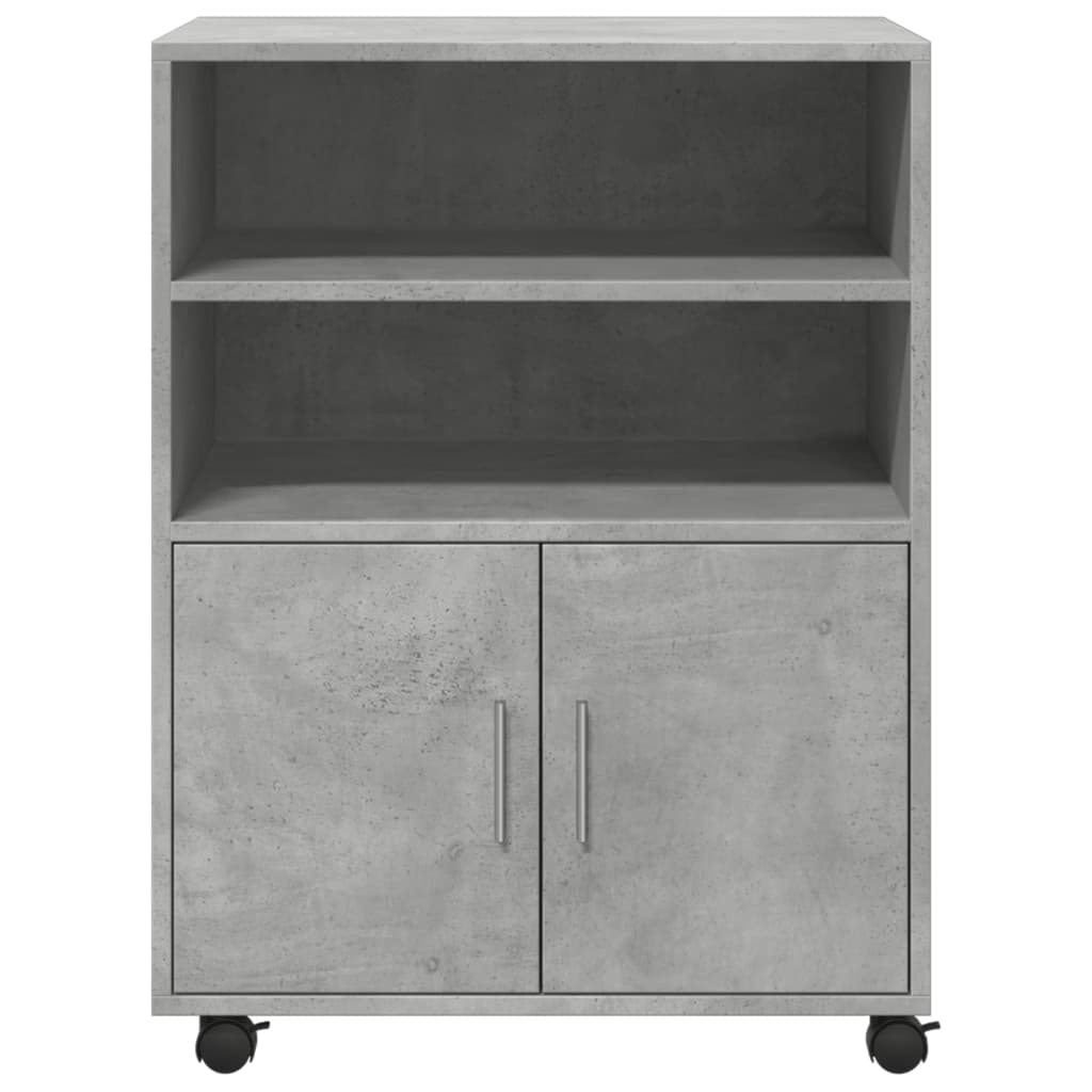 Mobiletto con Ruote Grigio Cemento 60x48x81 cm in Truciolato