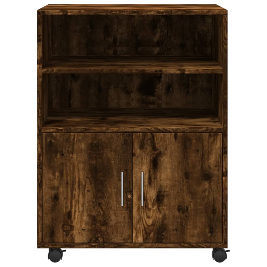 Armadietto con Ruote Rovere Fumo 60x48x81 cm in Truciolato