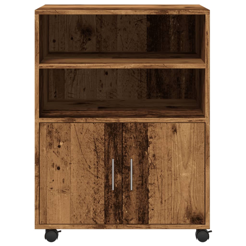 Mobiletto con Ruote Legno Antico 60x48x81 cm in Truciolato