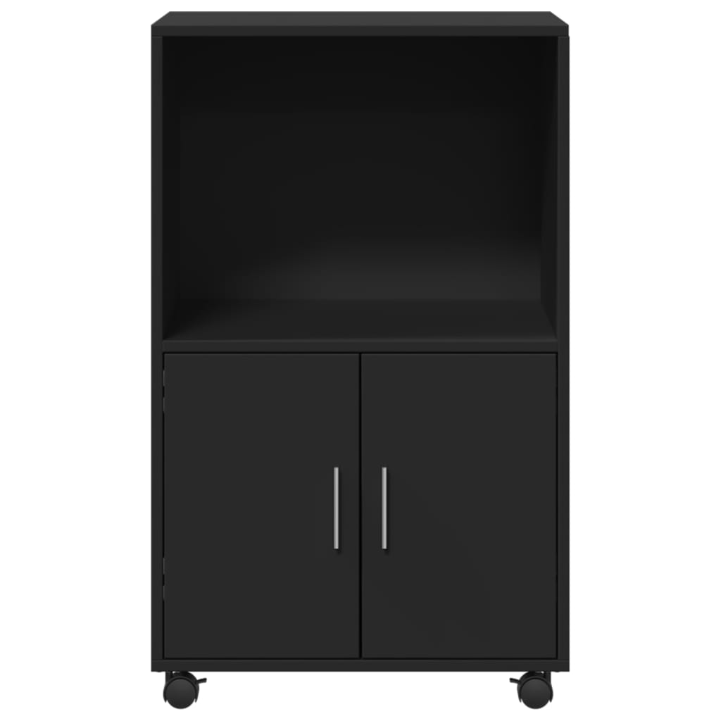Mobiletto con Ruote Nero 55x40x91 cm in Truciolato