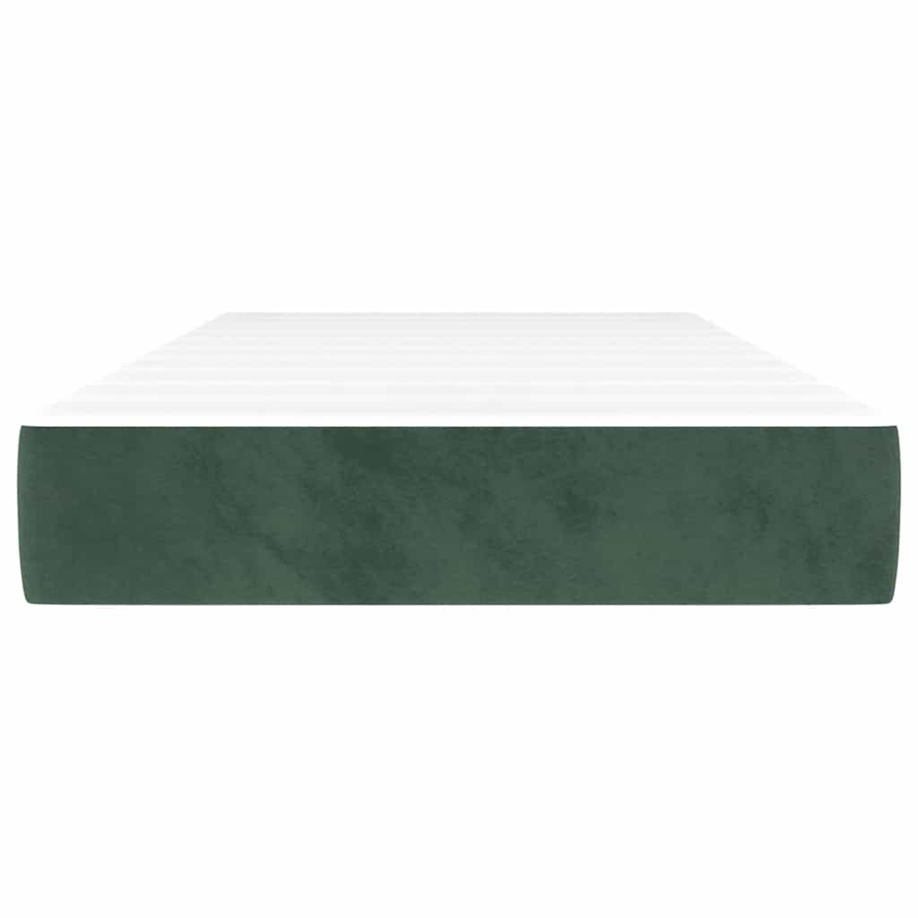 Materasso a Molle Insacchettate Rigidità Media Verde Scuro 100x210x20 cm in Velluto