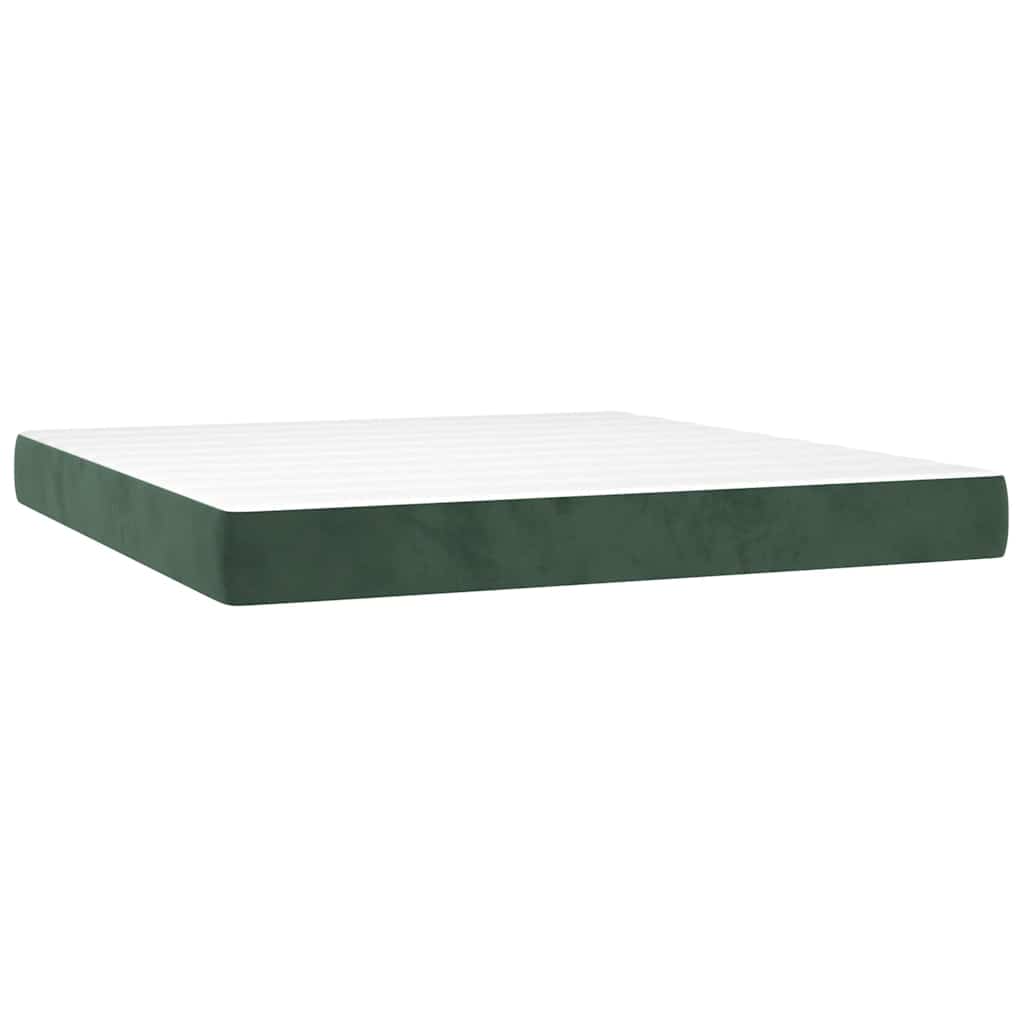 Materasso a Molle Insacchettate Rigidità Media Verde Scuro 160x210x20 cm in Velluto