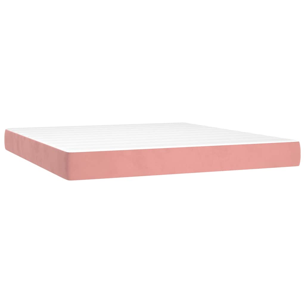 Materasso a Molle Insacchettate Rigidità Media Rosa 160x210x20 cm in Velluto