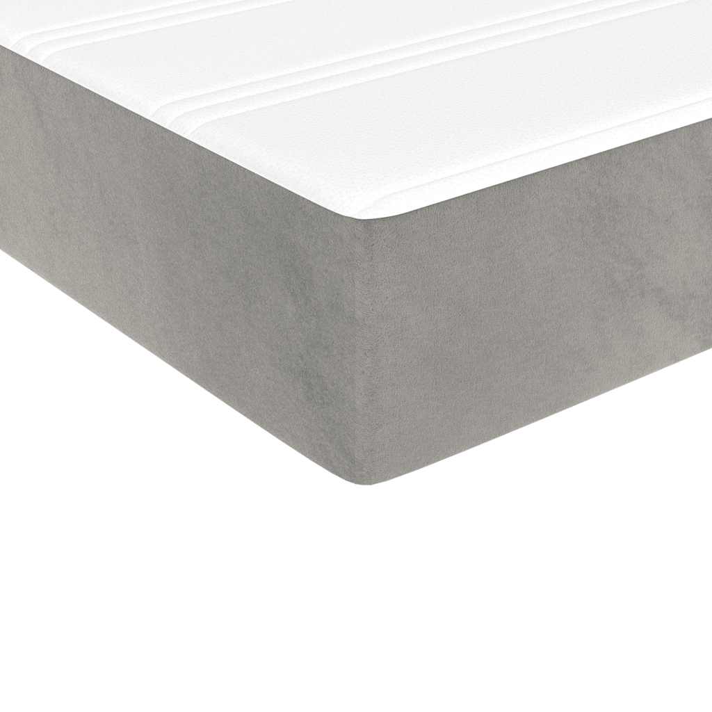 Materasso a Molle Insacchettate Rigidità Media Grigio Chiaro 100x220x20 cm in Velluto