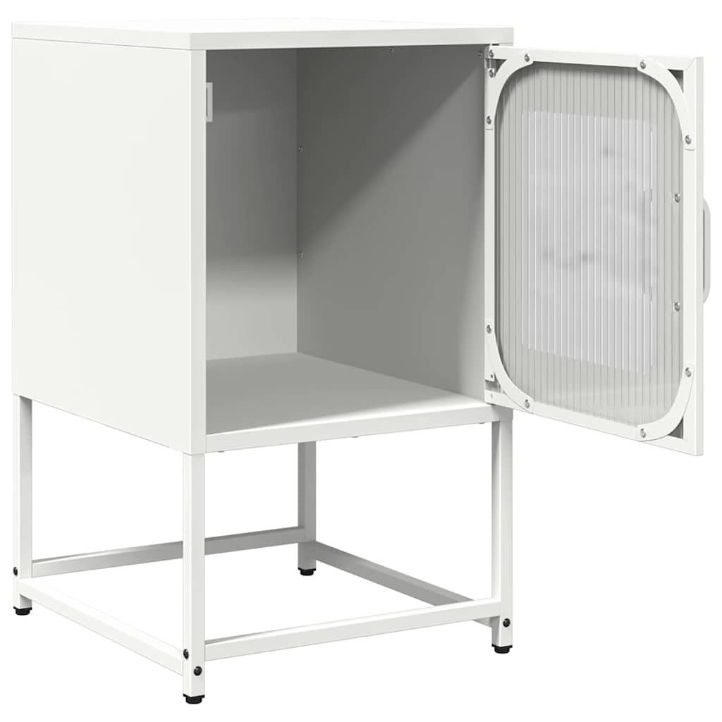 Comodino Bianco 36x39x60,5 cm in Acciaio Laminato a Freddo