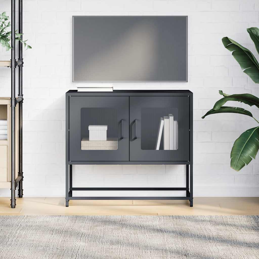 Mobile TV Antracite 68x39x60,5 cm in Acciaio Laminato a Freddo