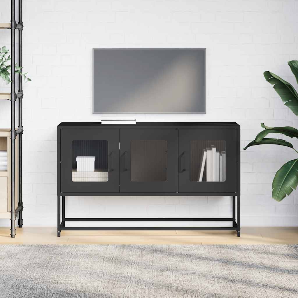 Mobile TV Nero 100,5x39x60,5 cm in Acciaio Laminato a Freddo