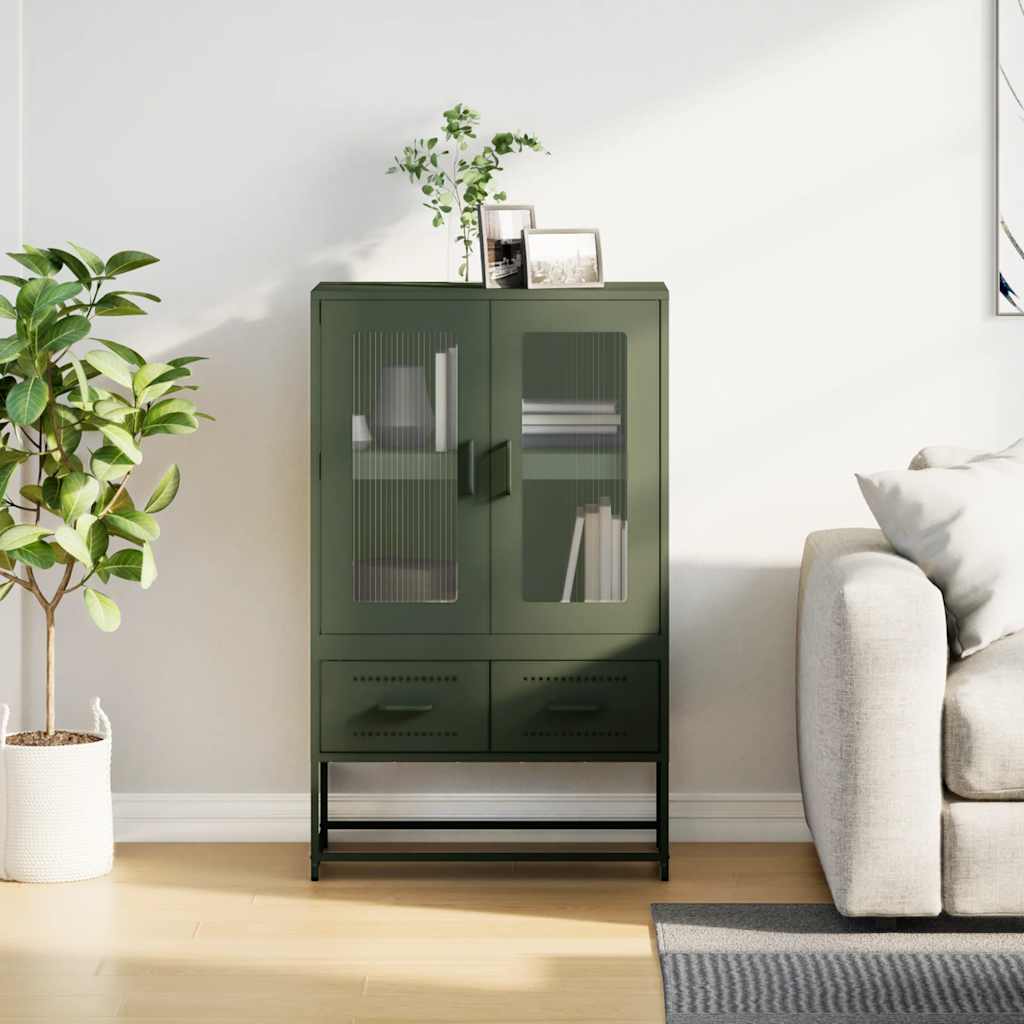 Credenza Verde Oliva 68x39x111,5 cm in Acciaio