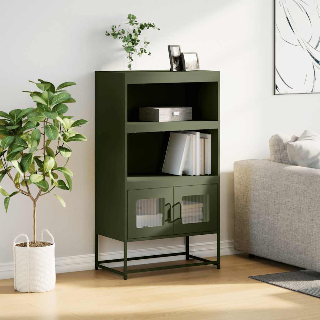 Credenza Verde Oliva 68x39x123 cm in Acciaio