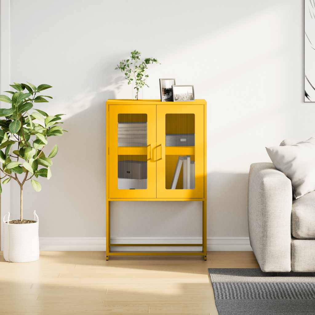 Credenza Giallo Senape 68x39x107 cm in Acciaio