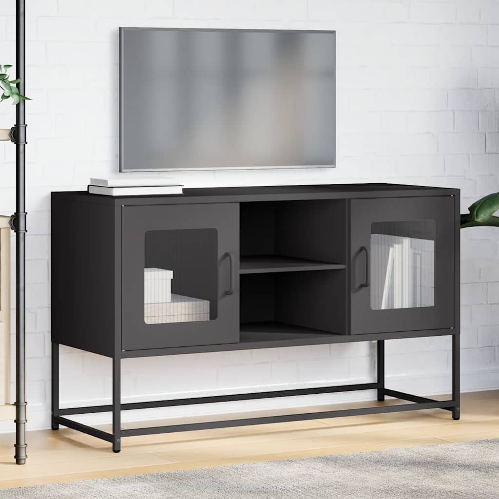 Mobile TV Nero 100,5x39x60,5 cm in Acciaio