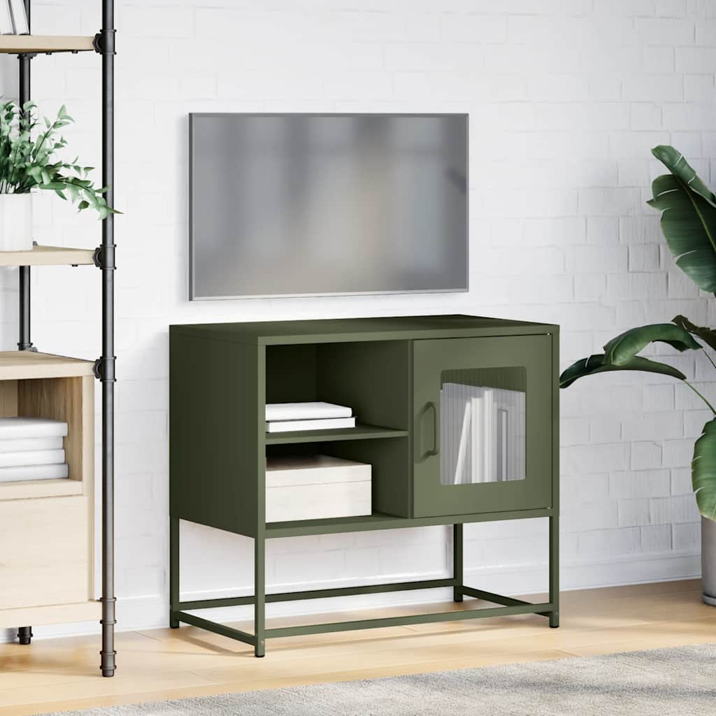 Mobile TV Verde Oliva 68x39x60,5 cm in Acciaio