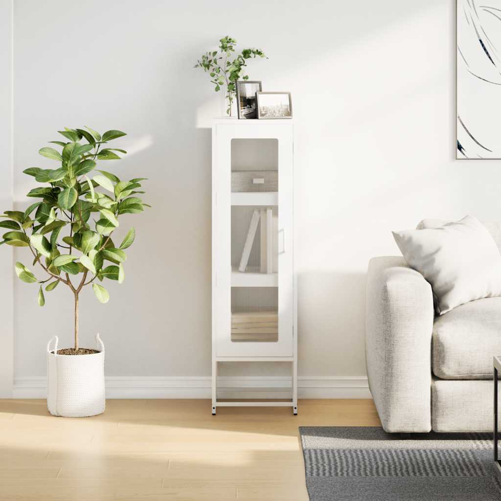 Credenza Bianca 36x39x123 cm Acciaio Laminato a Freddo