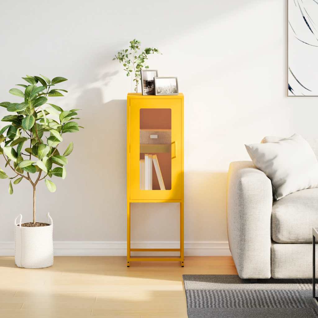 Credenza Giallo Senape 36x39x107 cm Acciaio Laminato a Freddo