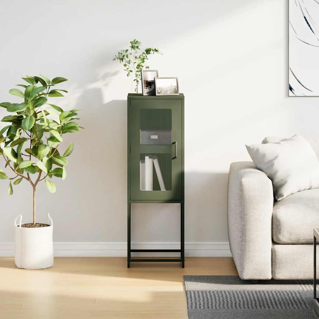 Credenza Verde Oliva 36x39x107 cm in Acciaio Laminato a Freddo