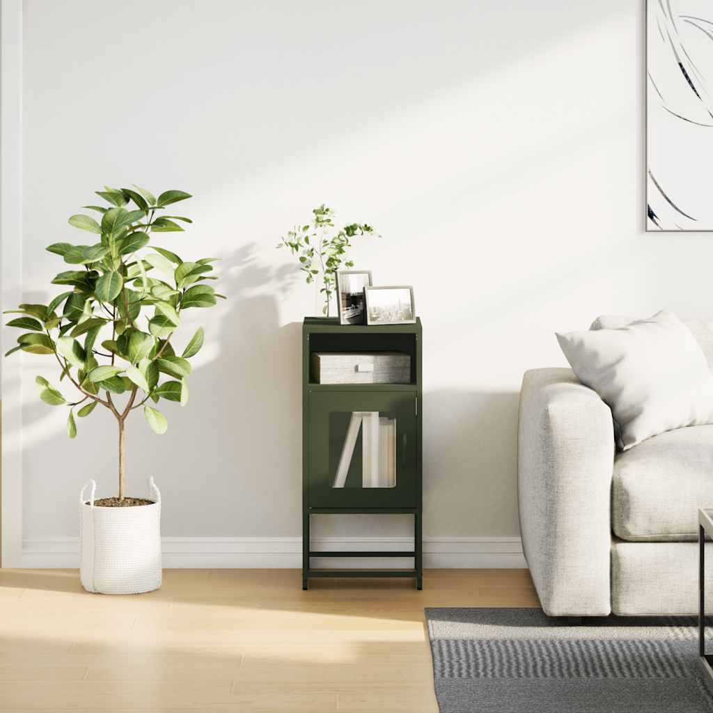 Comodino Verde Oliva 36x39x78 cm in Acciaio Laminato a Freddo