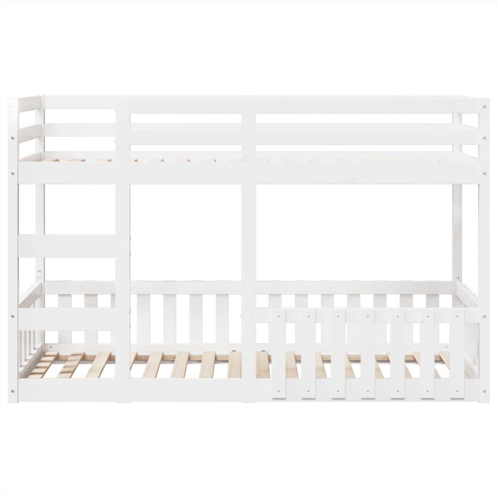 Letto a Castello Bianco 90x190 cm in Legno Massello di Pino