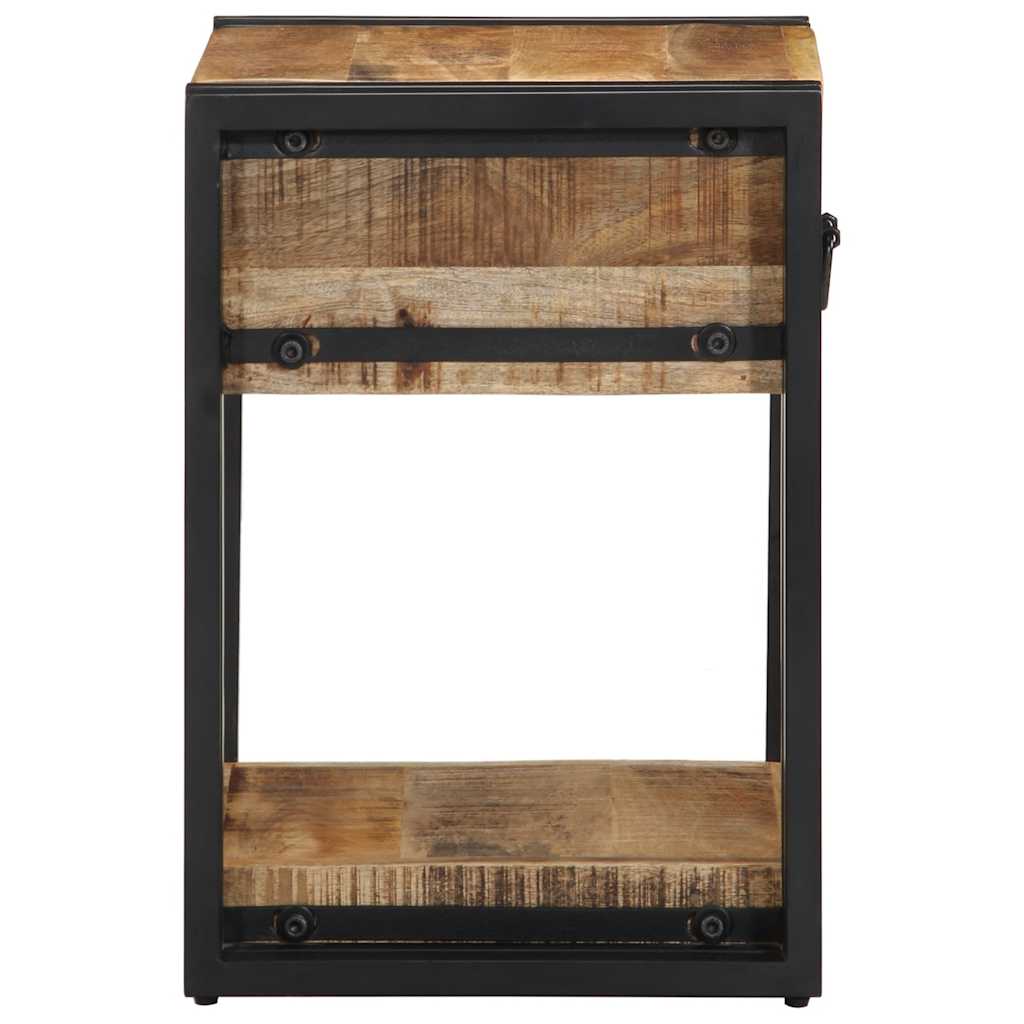 Comodini 2 pz 40x35x50 cm in Legno Massello di Mango Grezzo