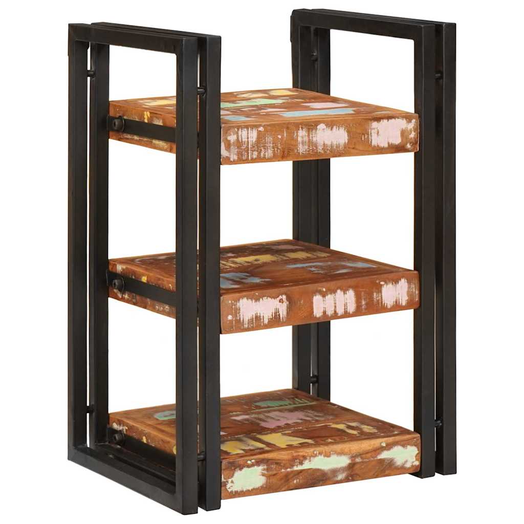 Comodino 2 pcs Marrone e Nero Legno massello di recupero