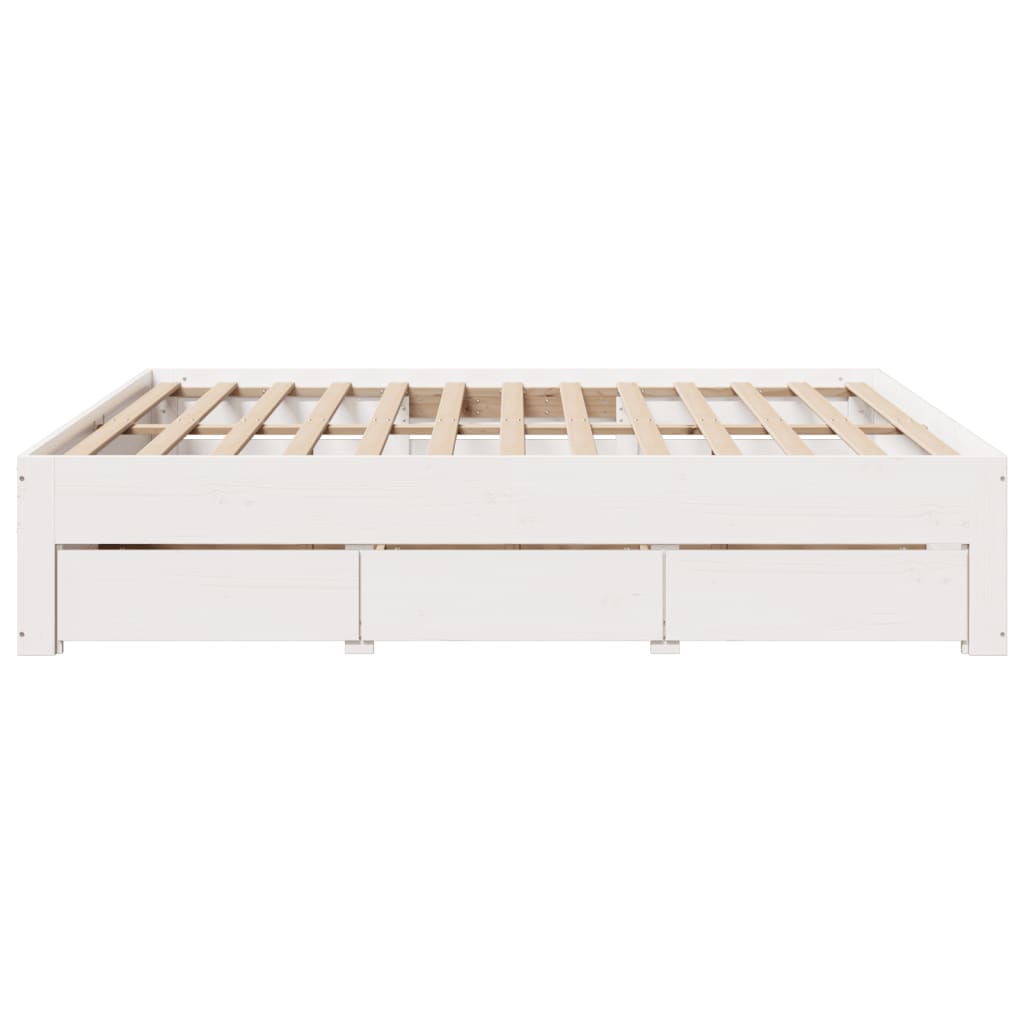 Giroletto senza Materasso con Cassetti Bianco 200x200 cm Pino