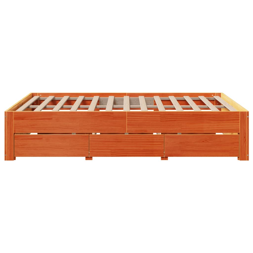 Giroletto senza Materasso con Cassetti Marrone Cera 140x190 cm
