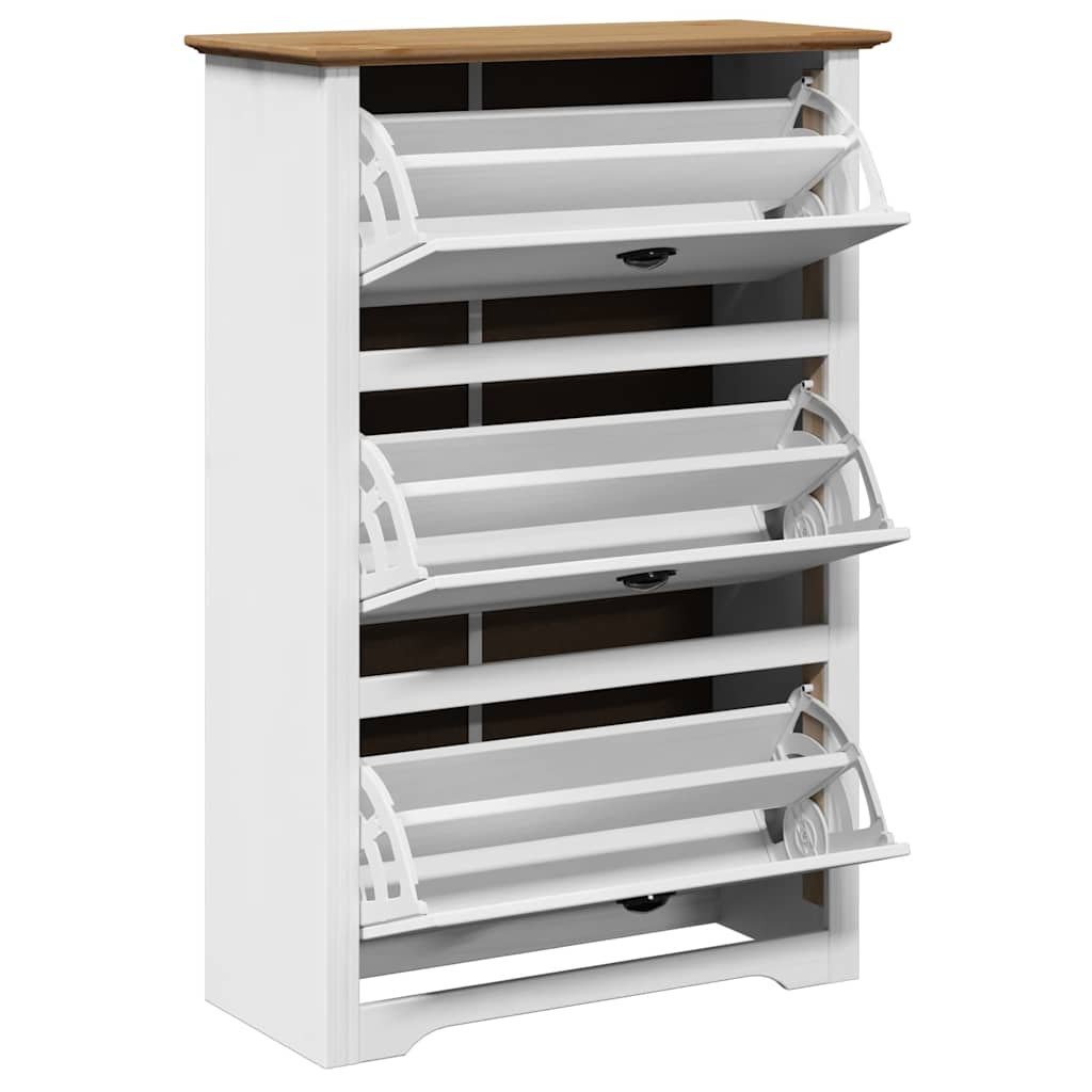 Scarpiera BODO Bianca e Marrone 80x35x118 cm