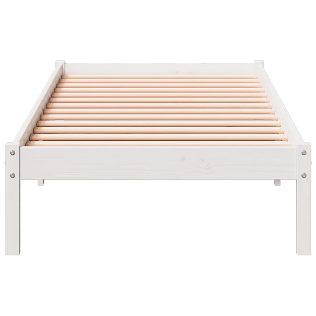 Letto Extra Lungo senza Materasso Bianco 90x210 cm in Pino