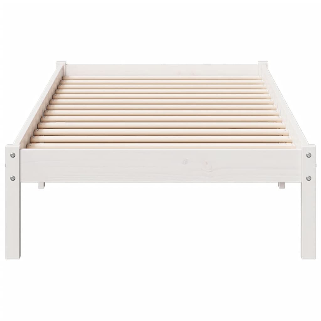 Letto Extra Lungo senza Materasso Bianco 80x220 cm in Pino