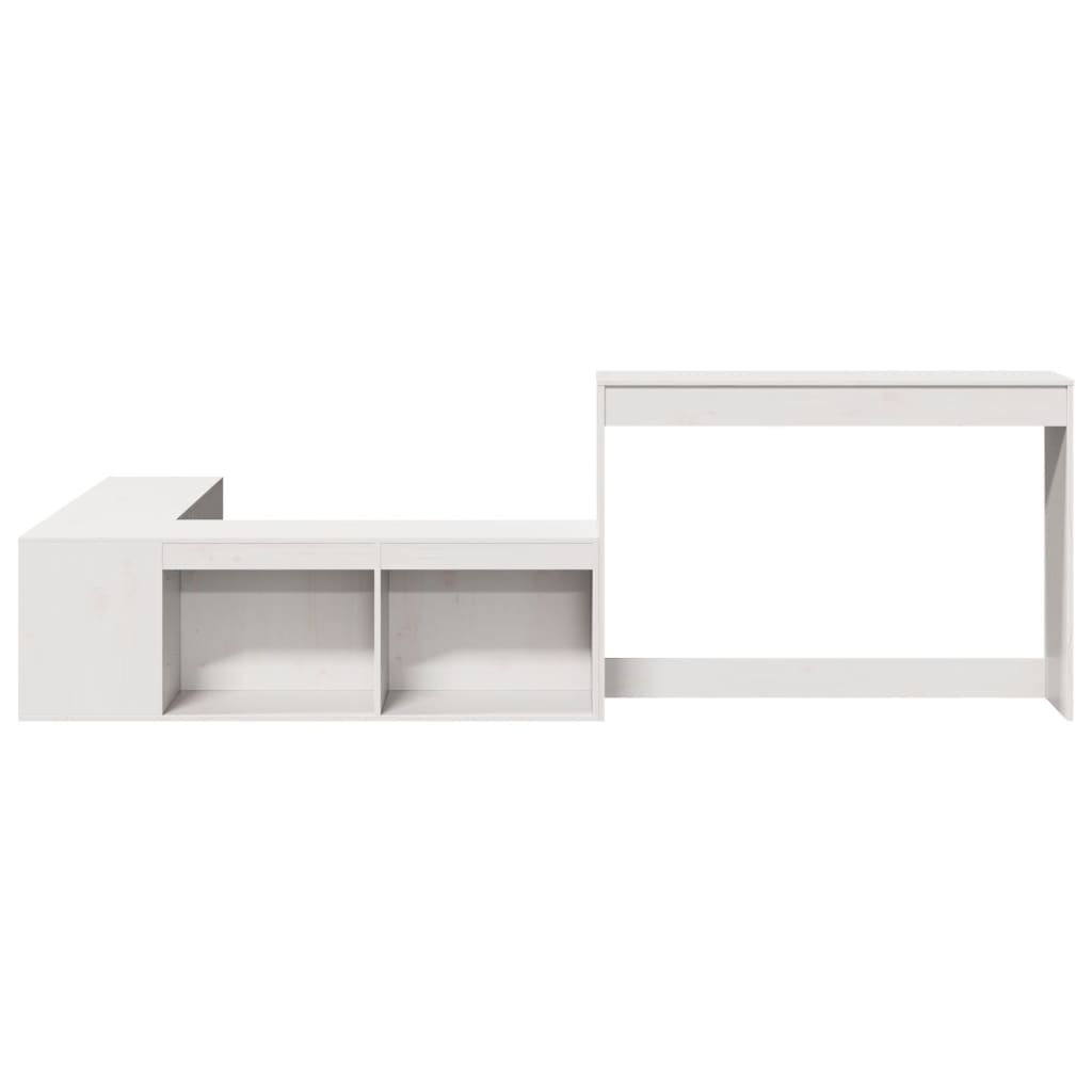 Comodino con Scrivania Bianco 222x107x75 cm in Legno di Pino