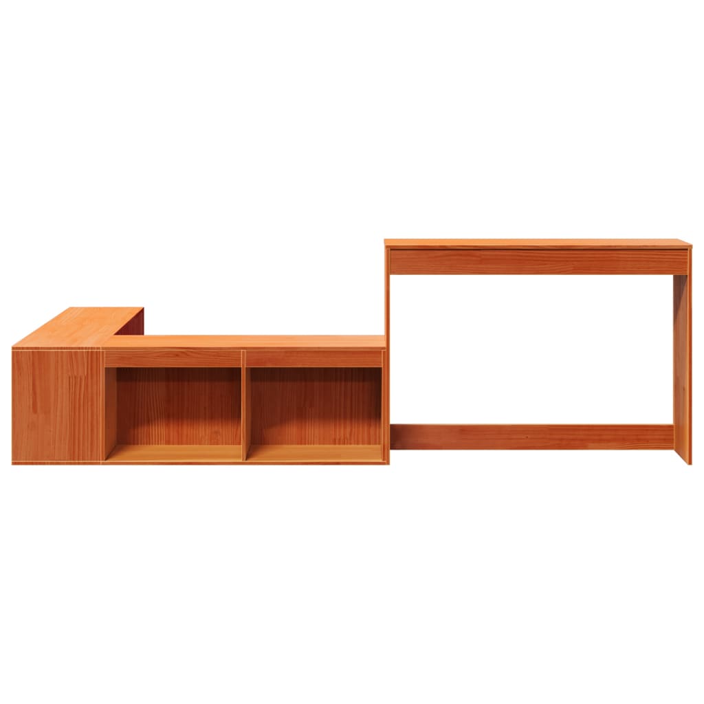 Comodino con Scrivania Marrone Cera 222x107x75 cm Legno di Pino