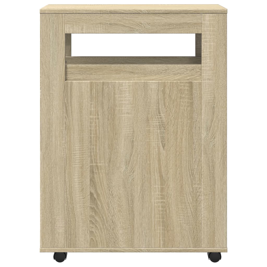 Mobile da Bagno Stretto con Ruote Rovere Sonoma in Truciolato