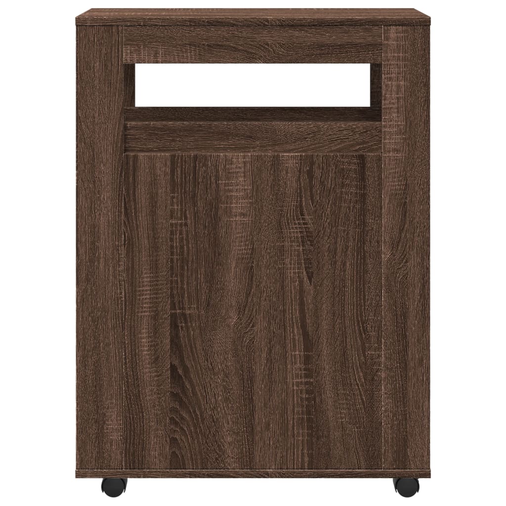 Mobile da Bagno Stretto con Ruote Rovere Marrone in Truciolato