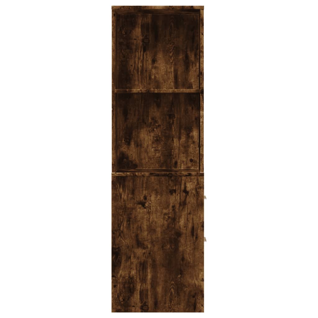 Armadietto da Bagno Stretto con Ruote Rovere Fumo in Truciolato
