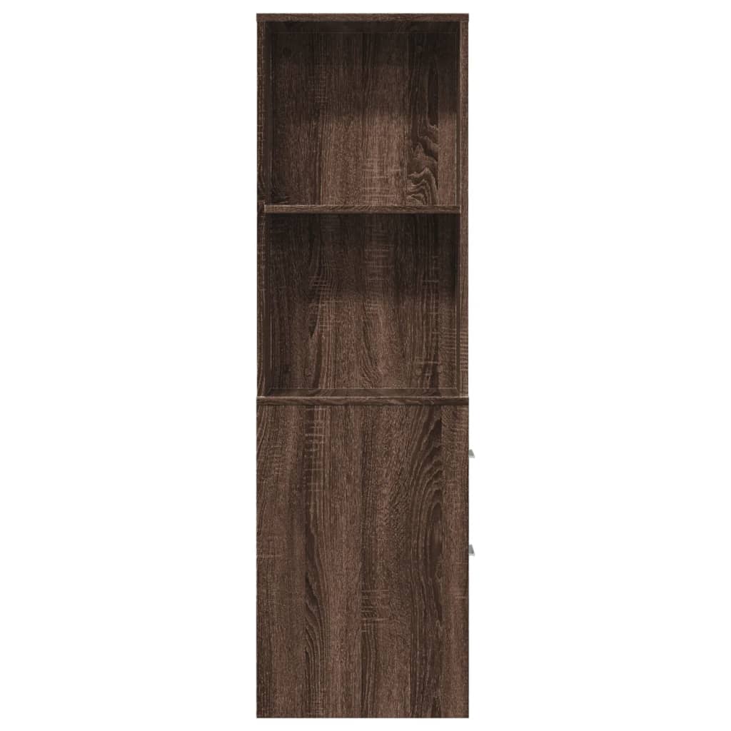 Armadietto da Bagno Stretto con Ruote Rovere Marrone Truciolato