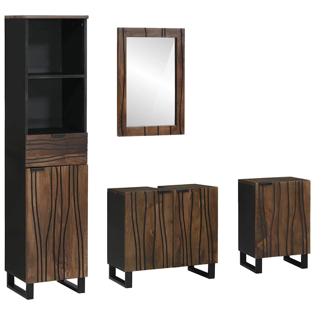 Set di mobili per il bagno 4 pcs Bianco Legno multistrato