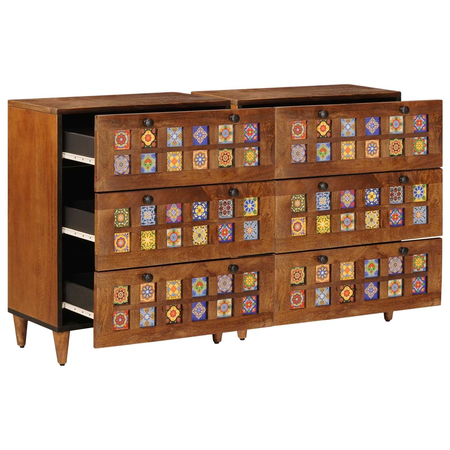 Credenza 2 pcs Noce 60 x 33 x 75 cm Legno di mango massello