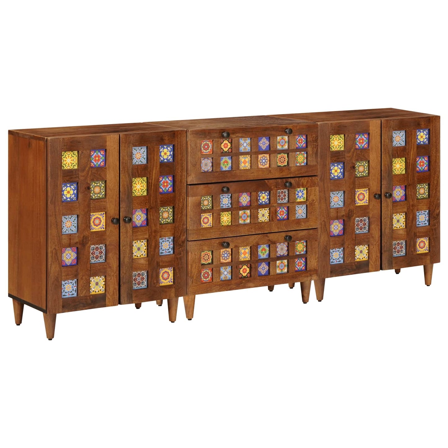 Credenza 3 pcs Noce Legno di mango massello