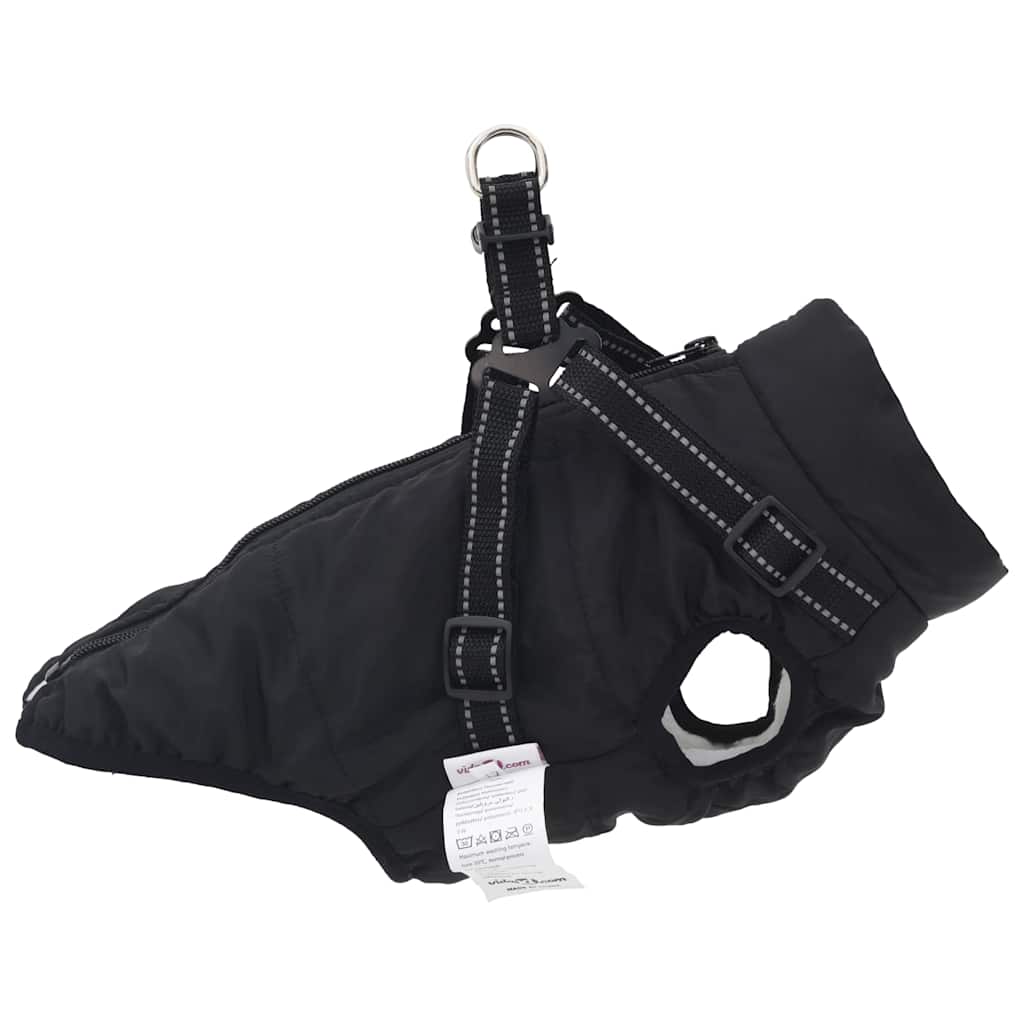 Cappotto Cani con Imbracatura Impermeabile Riflettente Nero L40