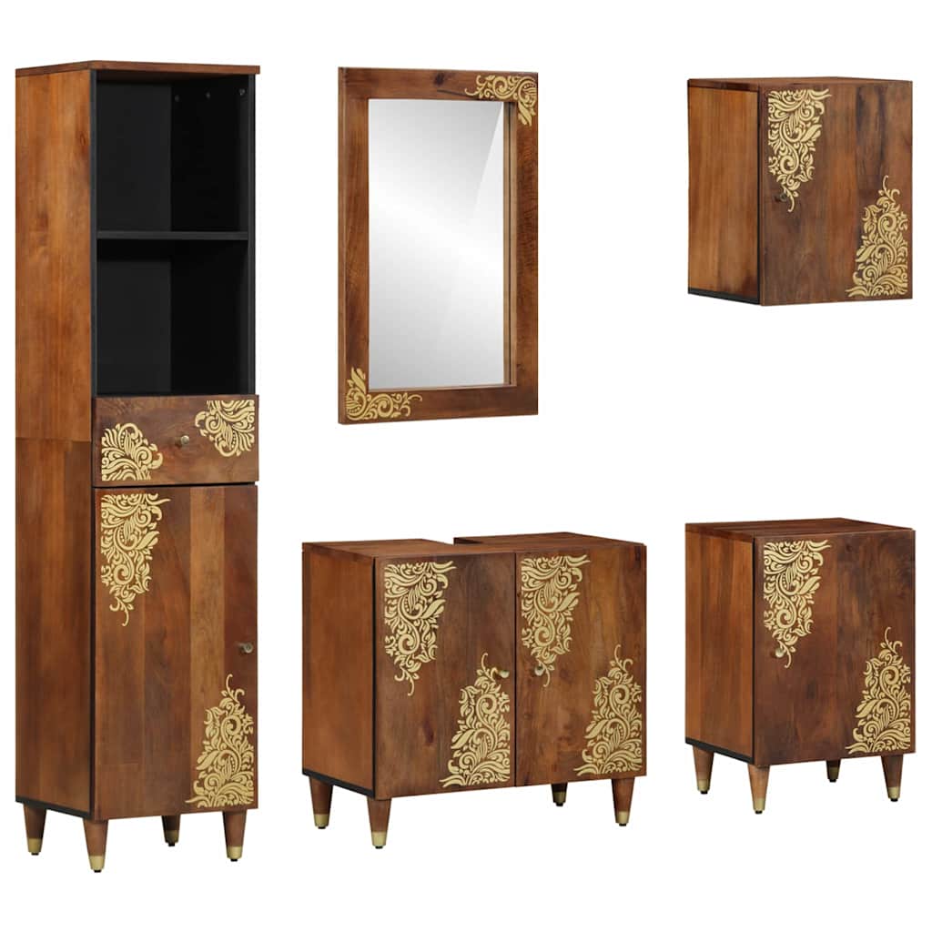 Set di Armadi da Bagno con cassetto 5 pcs Marrone miele